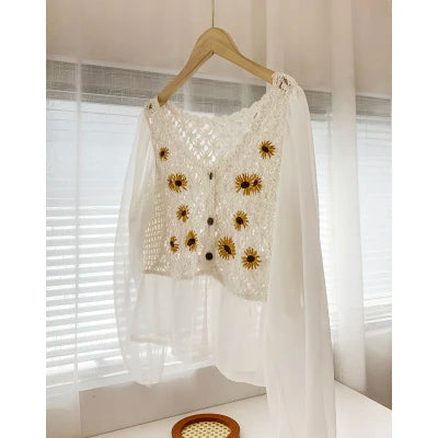 YiXin Latest Summer Tops for Women 2023 Embroidery V Neck Wholesale Thin Loose Ladies  Knitted Women's Clothing T-Shirt