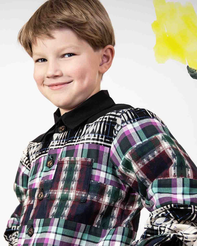 Mixed Tartan Plaid Shirt-1