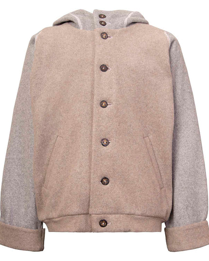 Beige Fleece Hoodie for Kids with Unicorn Applique-2