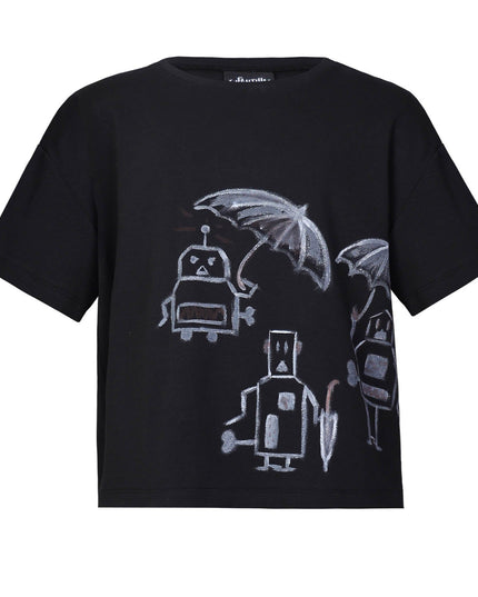 „Designer‑Oversize‑T‑Shirt in Schwarz – handbemalt“