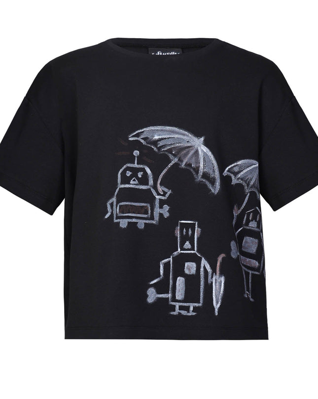 „Designer‑Oversize‑T‑Shirt in Schwarz – handbemalt“