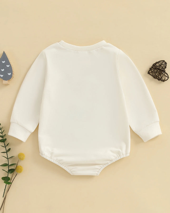 Infant Boys Fall Overalls with Long Sleeves and Crew Neck Featuring Adorable Duck Embroidery on Sweatshirt Style Romper